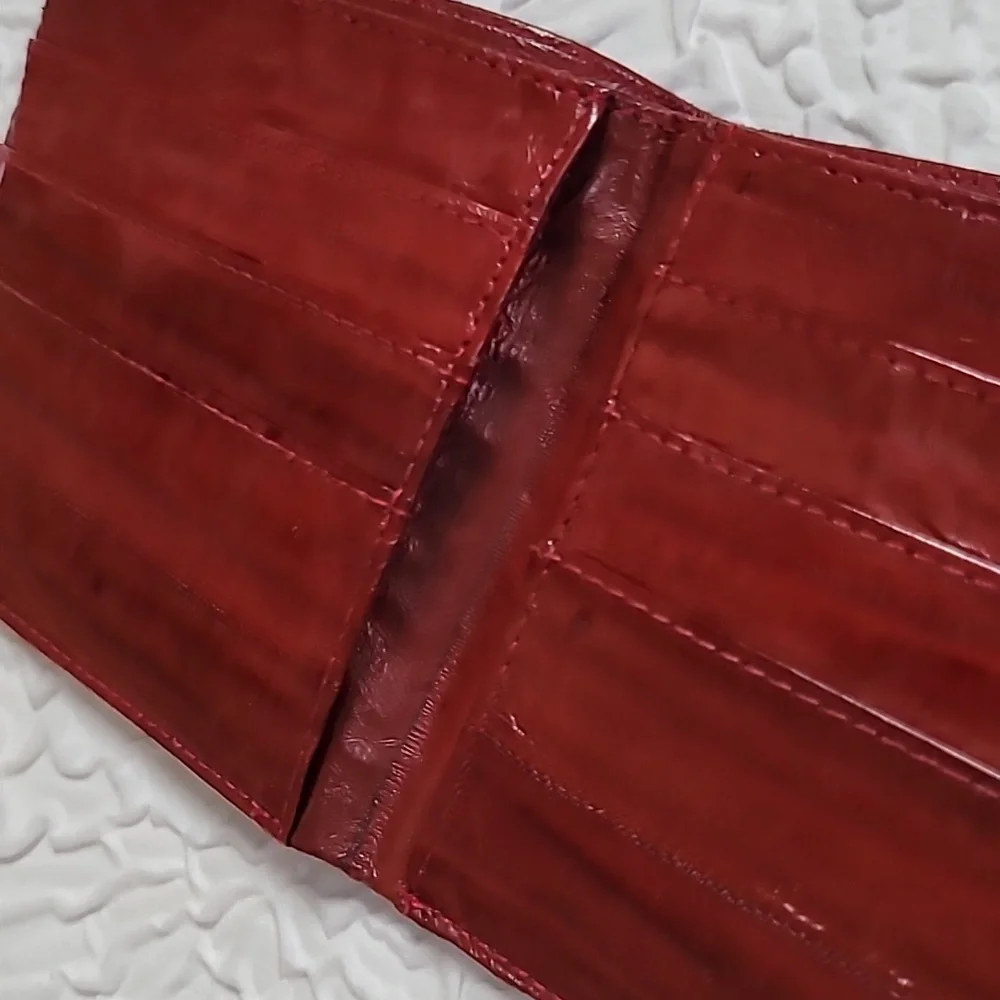 Genuine Eel Skin Soft Slim Leather Bifold Wallet Unisex